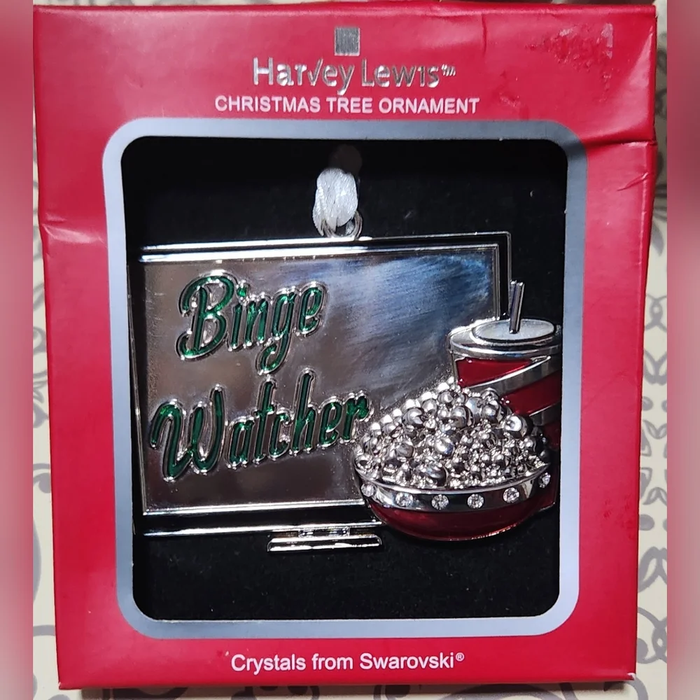 NWT Harvey Lewis Binge Watcher Christmas holiday tree ornament